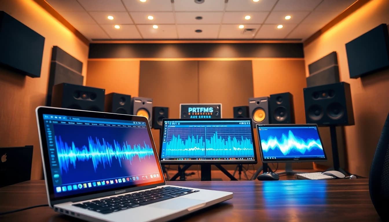 Engaging online mastering process showcased by a professional in a modern studio environment.