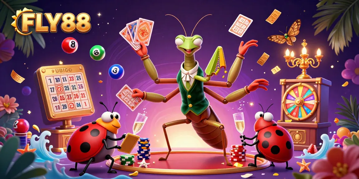 Engage with FLY88’s vibrant gaming experience featuring colorful balls, dynamic elements, and animated characters.