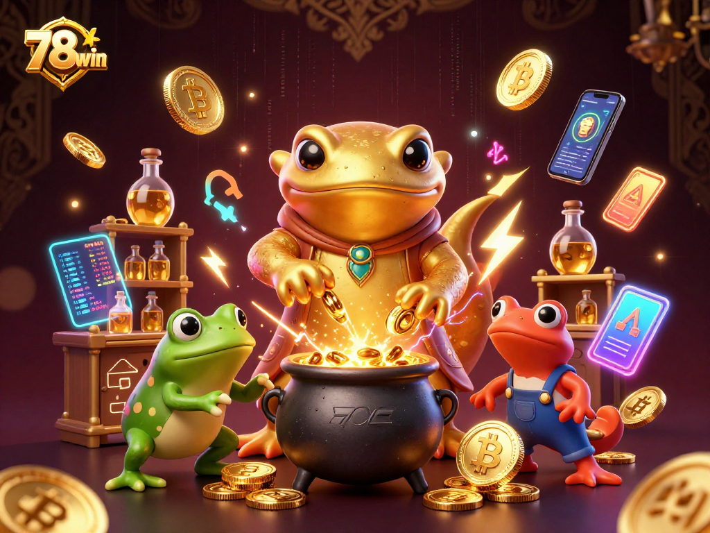 Immerse in 78win’s magical world with a golden salamander transmuting coins!