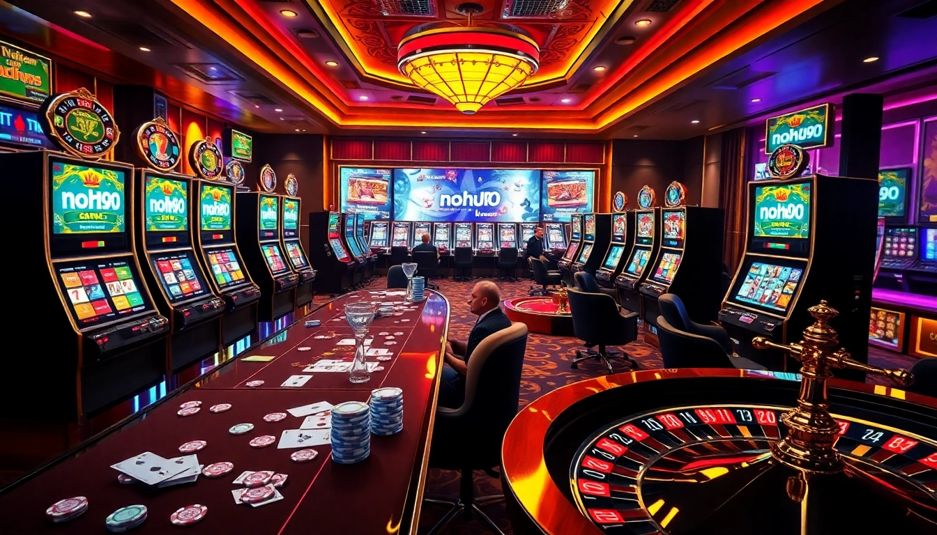 Engaged players enjoying thrilling betting opportunities on nohu90's vibrant slot machines.
