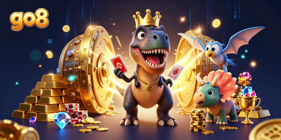 Engage with go8's vibrant gaming world featuring themed characters and golden treasures.