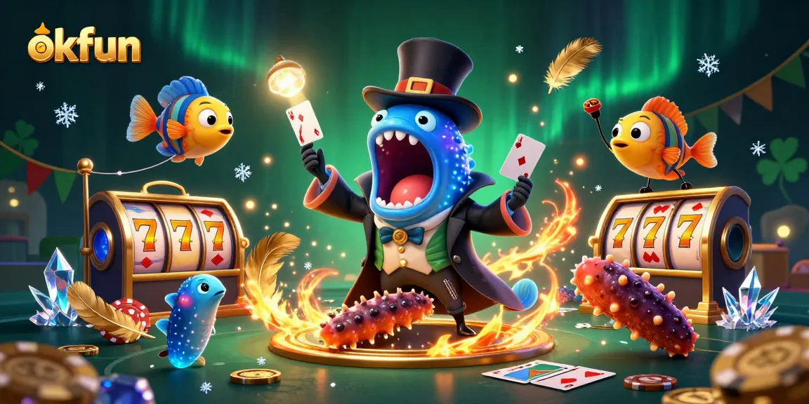 Experience thrilling casino action with okfun through a vibrant scene featuring unique sea creatures and exciting gaming elements.