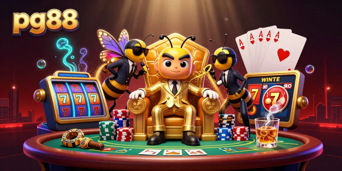 Experience thrilling gameplay at pg88 with a bumblebee mob boss and vibrant casino elements.