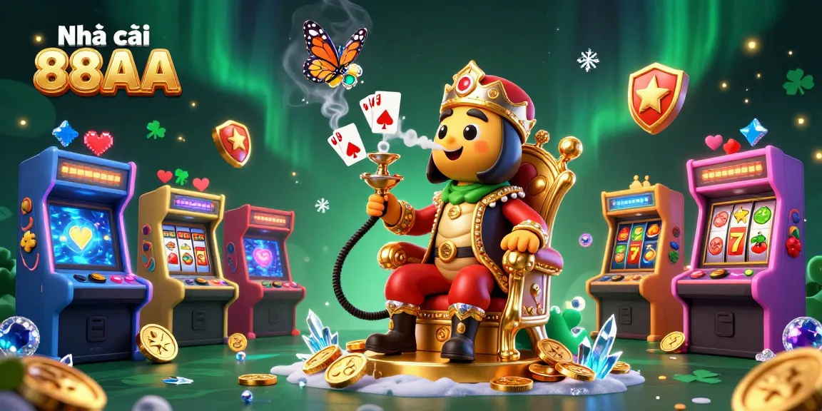 Engaging scene showcasing Nhà cái 88AA featuring a caterpillar hookah-master amidst vibrant gaming elements.