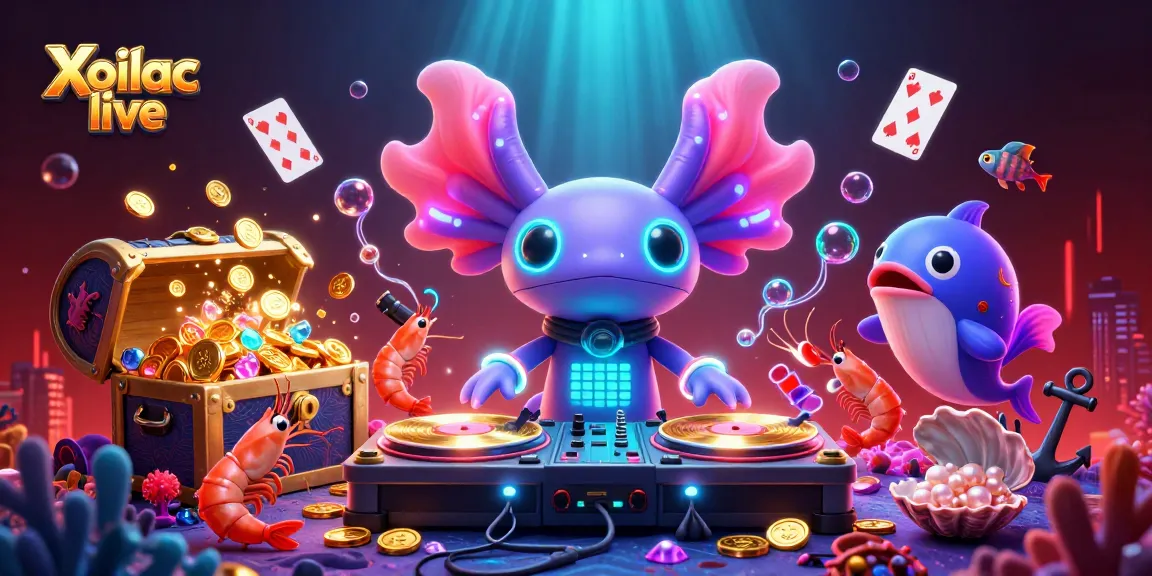 Xoilac live streaming football events with vibrant characters and underwater casino elements.