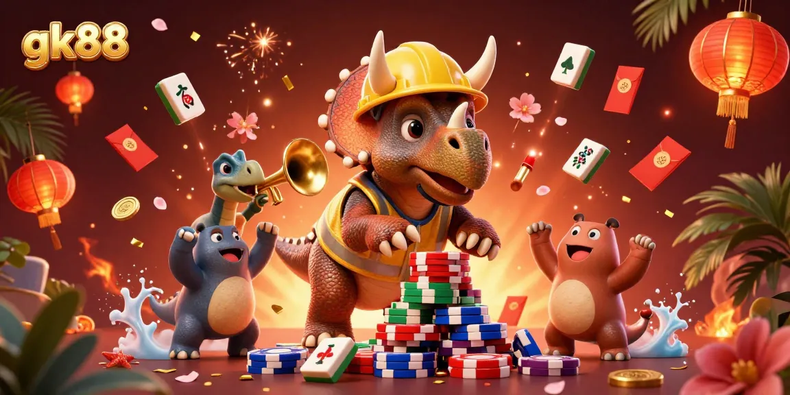 gk88 engages players with an exciting casino scene celebrating wins and lucky charms.