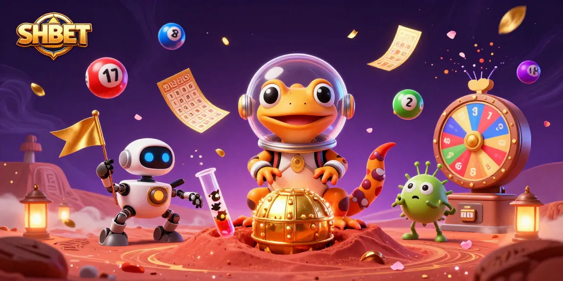 Engage in thrilling games with SHBET as the Martian gecko uncovers intergalactic treasures.