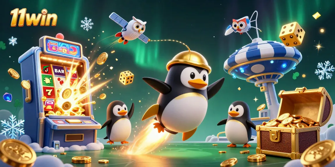 Experience exciting wins at 11win with a vibrant casino universe illustration.