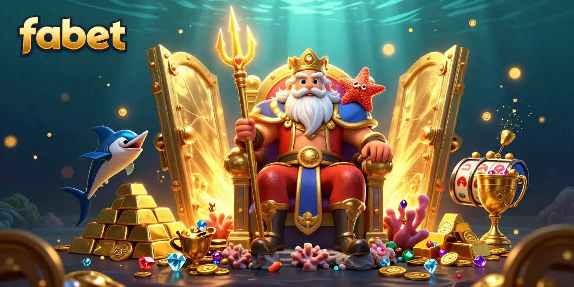 Experience winning strategies at fabet with Neptune and treasure-filled jackpots in this vibrant 3D illustration.