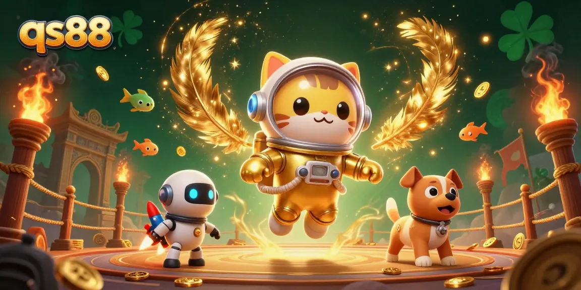 Engage in thrilling gameplay at qs88 with a colorful casino-themed cosmic scene.