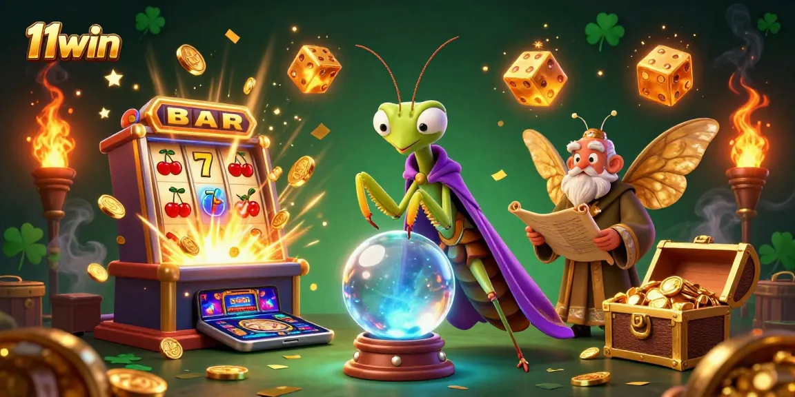 Engage with the vibrant world of 11win's casino games through this intricate illustration.
