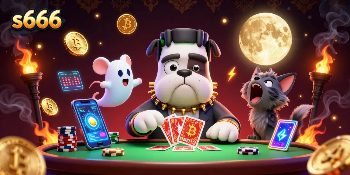 Engage in thrilling card games at s666 with an illustration of a whimsical casino scene.